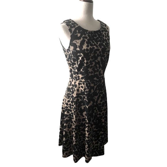 212 Collection Ponte Fit Flare Knit Dress Size XS Black Tan Sleeveless Zipper - Picture 7 of 11